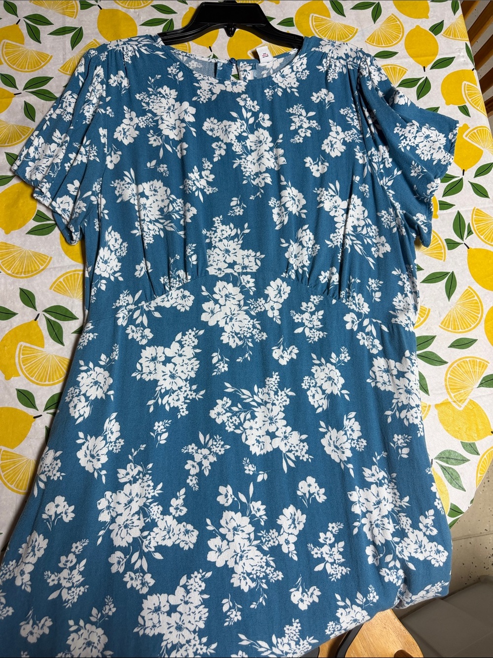 Old Navy Blue Floral Short Sleeve Tunic Top